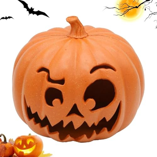Yeehliny Kürbis Laterne Deko Halloween Deko Kürbis Herbst Deko Leuchtende Ausgehöhlte Kürbislaterne Garten Outdoor Kürbis Windlicht Laternen mit Gesicht LED Lichter für Herbstdeko Teelichter (#03)