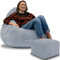 DreamRoots Sitzsack Erwachsene Cord oder Kinder - Bean Bag Sofa - Sitzsack Cord mit Hocker und Bezug - Sitzsäcke mit Füllung 90x90x100 cm Baltic Sea