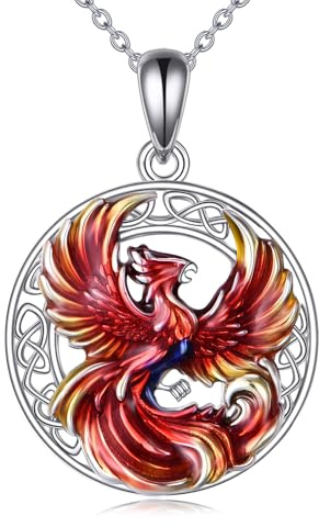 KZX Phoenix Halskette 925 Sterling Silber Keltische Phoenix Anhänger Halskette Phoenix Schmuck Geschenke für Frauen