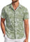 TARAINYA Hawaii Hemd Männer Kurzarm Outfit Sommer Hawaihemd Herren Palme Flamingos Palmblatt Grüne Blätter L