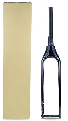 Fourche VTT en fibre de carbone 26/27,5/29 Fourche rigide pour VTT Boost 110 mm Axe traversant Fourche de frein à disque Tube conique 1-1/2 Sans filetage (Couleur : Noir brillant, Taille : 26'')
