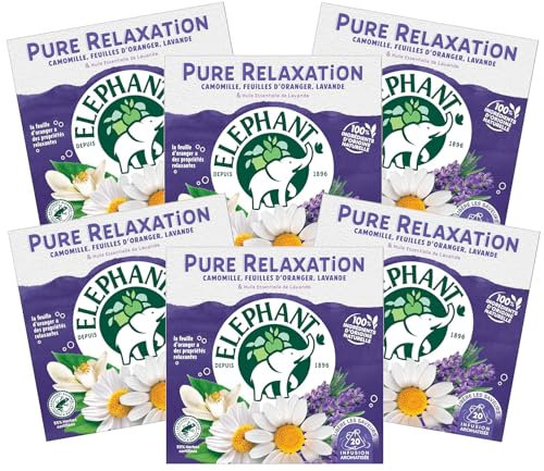Elephant, Infusion Pure Relaxation, Goût Camomille, Feuille d'Oranger et Lavande, Ingrédients d'Origine 100% Naturelle, 120 Sachets Pyramid