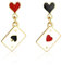 ZORTVUL Poker Karten Herzen Pik Asse Ohrringe, Asymmetrisch Frauen Earrings Herzkönigin-Ohrhänger Lange Pokerchip-Ohrringe Mit Uhr Spielkarten Ohrhänger Für Frauen Karnevalsthema-Accessoires