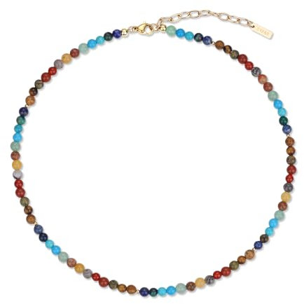 COAI Choker Perlenkette aus 7 Chakra Bunt Kristall Halskette für Damen