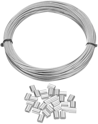 sourcing map 304 Stainless Steel Cable Wire Rope Kit 100FT (30M) Long 1/16 (1.5mm) Dia 7x7 Strand Core with 30pcs Loop Sleeve for Deck Railing System Outdoor Hanging Kit Garden Fence