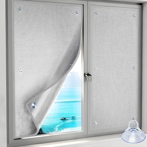 Película Aislante para Ventanas, Protector Solar para Balcony Película Reflectante Anti UV de Aluminio, Interiores Exteriores Vinilo Ventana Deorativos, Privacidad para Hogar Oficina(Gray,70x90 cm)
