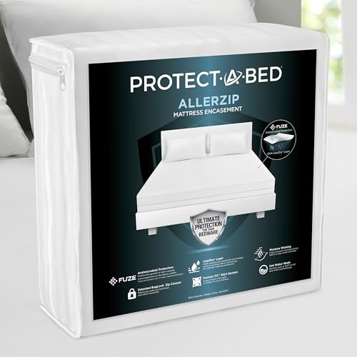 Protect-A-Bed AllerZip Zippered Mattress Encasement Full, Bed Bug Proof and Dust Mite Proof Six-Sided Mattress Protector, 100% Waterproof Washable Cover, Fits 11-18 Mattresses