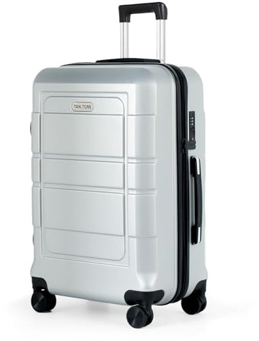 TANTOMI Koffer Groß,28 Zoll Hartschalenkoffer aus ABS+PC, Trolley, Reisekoffer mit 4 drehbaren Rollen (360°), 3-stelliges Zahlenschloss und Aluminium-Teleskopgriff (XL – 95L, Silber)