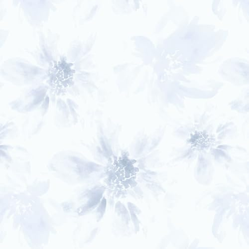 Timeet Peel and Stick Wallpaper 17.32''×118.11'' Blue Floral Contact Paper Waterproof White Self Adhesive Vinyl Thicken Sticky Back Plastic Remoble Stick on Wallpaper for Wall Furniture Vinyl Wrap