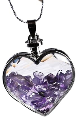 1PC Natürliche Kristall Mineral Ornament Wishing Flasche Herz Anhänger Wächter Mode Paar Halskette präsentieren Schmuck