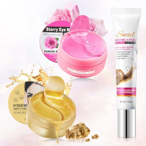 120 Stück Augenpads Gegen Augenringe Eye Patches, Augenpads Gegen Falten, Tränensäcke, Under Anti Aging Hyaluron Eye Pads Kollagen Mit Anti Falten Snail Augencreme,Skincare Geschenke für Frauen Männer