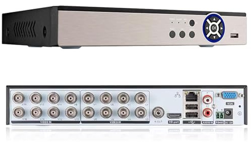 DVR 16 Canali 5MP Professionale - Registratore per Telecamere Videosorveglianza IP, PoE, WiFi e Coassiali