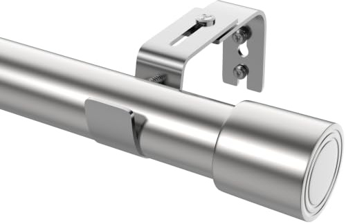 Edelstahl Gardinenstange Ausziehbar Vorhangstange mit Zylindrischen Enden Curtain Rod für Standardfenster, Wohnzimmer, Esszimmer, 84-185 cm