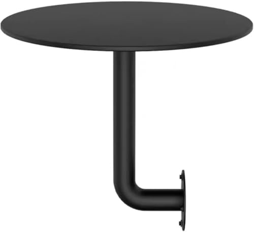 ZiAnia Wall Mounted L-Shape Side Table, Wrought Iron Round Pub Table, Small End Table for Bedroom Living Room Bistro Restaurant, Waterproof Scratch-Resistant, Black (35 * 35 * 45)