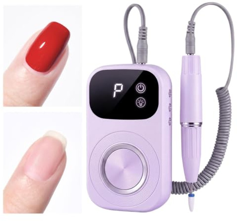 Nagelbohrer-Set Tragbares wiederaufladbares leises Handmaniküregerät | LED-Display Pediküre-Fräser für Pediküre, Fingernägel, Acryl, Fußpflege, zu Hause, Salon und auf Reisen