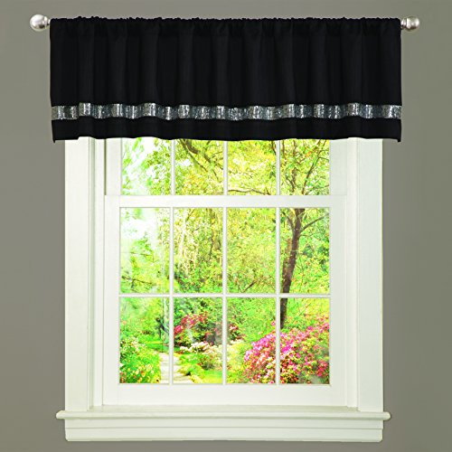 Lush Decor Night Sky Window Curtain Single Panel, Faux Silk, Black & Gray, 84 W x 18 L (Pack of 1)