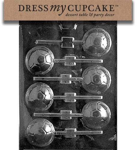 Dress My Cupcake DMCS019 Chocolate Candy Mold, Soccer Ball Lollipop
