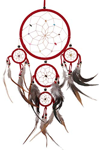 GURU SHOP Traumfänger mit Halbedelsteinen - Rot, Size:27 cm