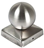 Pfostenkappe Edelstahl | Form: Kugel | im Maß 9x9 (9,1x9,1) cm eckig | rostfrei | Zaunpfostenkappen | Pfosten-Abeckkappe | Zaunkappen | Edelstahlkappen | Pfostenabdeckung | Zaunpfosten-Kappen