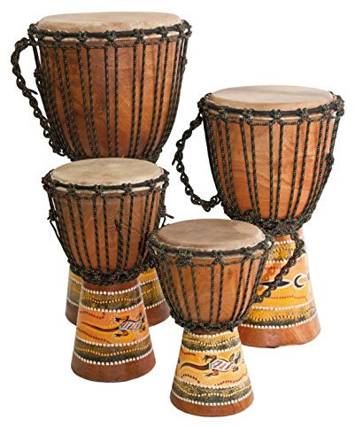 Terré Djembé Einsteiger Trommel Mahagoni Dotpaint 25 cm Ø 13-15 cm Punktbemalung Weltmusik Percussion
