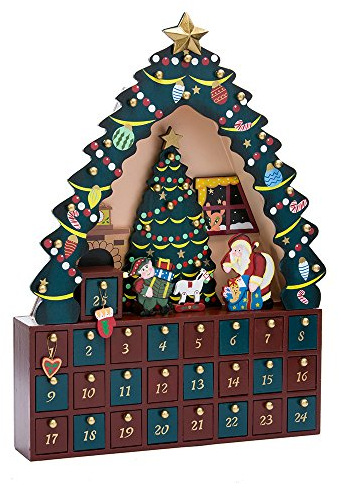 Kurt Adler Adventskalender Weihnachtsbaum, 24-teilig, 40,6 cm