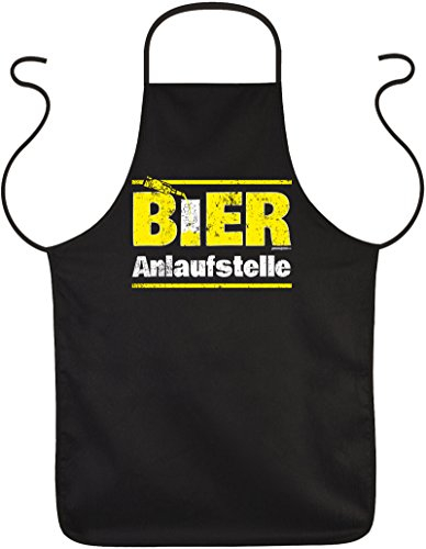 Goodman Design Schürze Bier Sprüche - lustige Partyschürze : Bier/Bier Anlaufstelle - Kochschürze schwarz