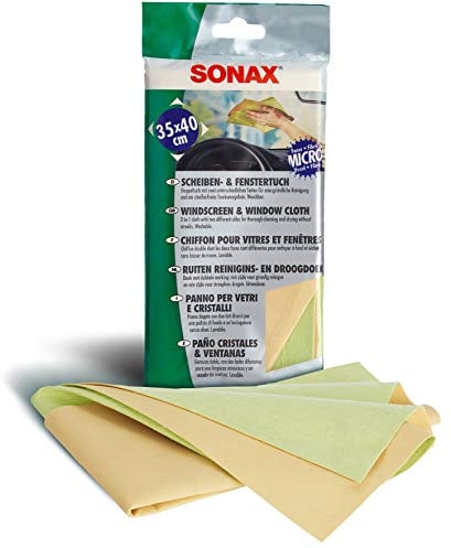 SONAX Scheiben- & FensterTuch (1 Stück) mit zwei unterschiedlichen Seiten für eine gründliche Reinigung und ein streifenfreies Trockenergebnis | Art-Nr. 04167000