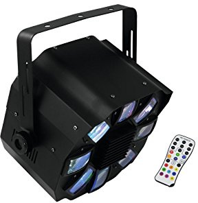 Eurolite LED FE-700 Flowereffekt | Lichteffekt mit RGBAWP Multicolor Farben | DMX | Musiksteuerung per integriertem Mikrofon | Strobe-Effekt | Master/Slave | LED Display | Mit Fernbedienung