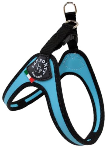 Tre Ponti Geschirr für Hunde, mit Click-Verschluss & schwarzem Rand Blau 3