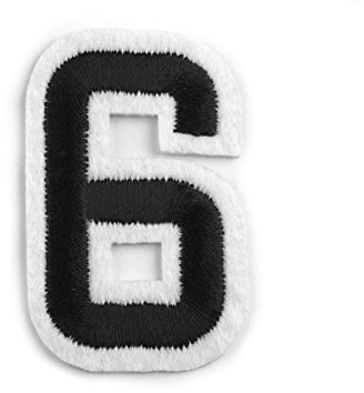 Aufbügler 5 cm hoch Zahl 6 schwarz/weiß