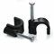 7mm Round Black Cable Clips Extension Lead Wire Clamp Discreet Organising with Masonry Fixing Nail Pack of 300