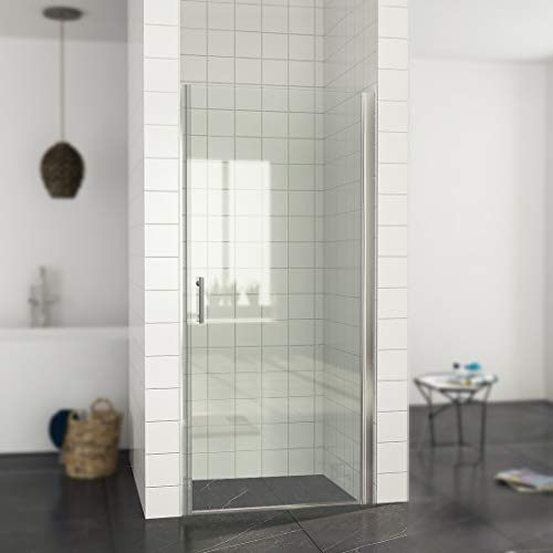Porte de douche battante 90 x 185 cm - Porte battante sans cadre - Verre Nano