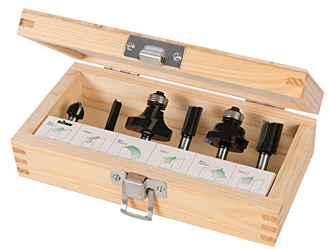 PREMIUM Router Bit Set ½” SHANK –6 Piece & Case– 3x Straight Bit | 1x Roundover | 1x Roman Ogee | 1x Core Box | Twin Fluted Tungsten Carbide Blades | Wood Laminate MDF Cutting Cutter Kit