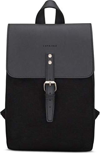 Expatrié Rucksack Damen Klein Schwarz - Anna - Eleganter Kleiner Tagesrucksack Für City, Stadt - Damenrucksack 5L - Baumwoll Canvas - Wasserabweisend