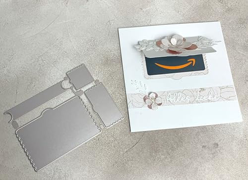 Stanzschablone Cutting dies pop up Überraschung Fächer m. Perforation zum Aufreißen mit Geschenkkartenhalter, bis 6x9,5cm (größte Klappe), 4-tlg, für Weihnachten & Co.