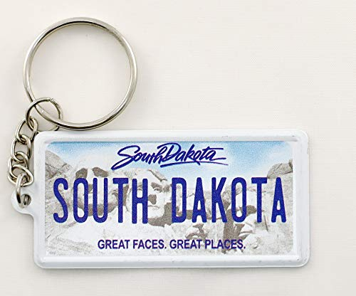 South Dakota Schlüsselanhänger mit Nummernschild, Aluminium, ultradünn, rechteckig, Souvenir, 6,3 x 3,2 x 0,2 cm