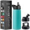 Triple Insulated Stainless Steel Water Bottle with Straw Lid - Flip Top Lid - Wide Mouth Cap (750 ML) Insulated Water Bottles, Keeps Hot and Cold - Great for Hiking & Biking (Cheery Turquoise)