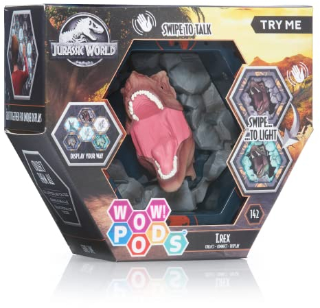 WOW! PODS Jurassic World Camp Cretaceous SFX Tyrannosaurus Rex |Jurassic World Dinosaurier Leuchtende Wackelfigur mit Sound | Fanartikel für das Gefallene Königreich Jurassic World Spielzeug, Ab 6