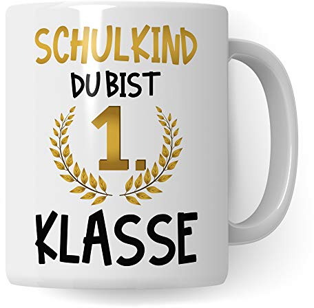 Tasse Einschulung, Geschenk Schulanfang, Schulkind Becher Schulbeginn Mädchen Junge, 1. Schultag Deko Teetasse Schultüte Inhalt Einschulungsgeschenk