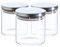 Argon Tableware Scandi Storage Jars with Metallic Silver Lids - 550ml - 3 Pack - Modern Round Organisation Container Glass Jar for Kitchens, Pantry, Bathrooms, Utility Rooms