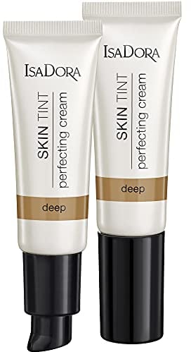 IsaDora Foundation - Farbige Tagescreme - CC Creme Pore Minimizer Primer Make-up – Builable 3-in-1 - Perfekte Basis Grundierung für Poren Vegan Make-up -30ml, 34 Deep