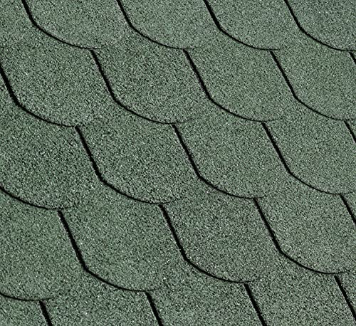Gartenwelt Riegelsberger Premium Bitumenschindeln 2 m² Grün mit Glasvlieseinlage Dachschindeln Schindeln Biberschwanz 14 Stück