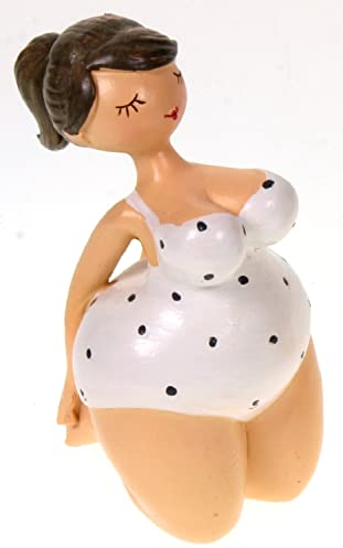 Yoga Dame im weißen Badeanzug 11 cm Haltung Kamel Mädchen Rubensfrau sitzend mollige Badenixe Dicke Frau Badezimmer Figur Schwimmerin Figur Deko Joga