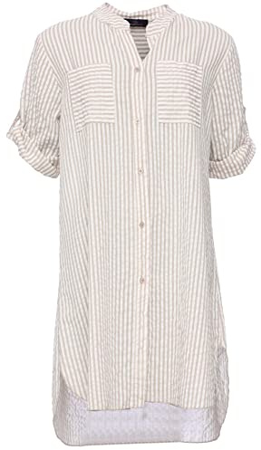 Zwillingsherz Longbluse im Streifen Muster – Hochwertiges Sommerkleid für Damen Frauen Mädchen - Abendkleid Freizeitkleid Strandkleid - Locker luftige Tunika - Perfekt für Frühling Sommer Herbst