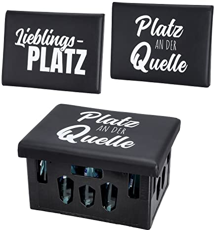 Geschenkestadl Bierkastensitz Sitzpolster Bierkiste Spruch Lieblingsplatz Quelle Sitzauflage Getränkekiste (Lieblingsplatz), 43,2 x 33,2 cm
