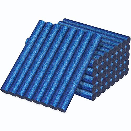 Manarty Glitter Sapphire Blue Hot Melt Glue Stick, 48 PCS Full Size 0.43 Dia x 4 Long Sticks, Adhesive EVA Glue Sticks Standard for Home Office Project Seal Stamp DIY Art Craft Decoration