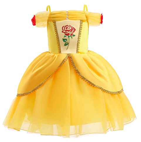 Lito Angels Vestito Principessa Belle Costume la Bella e la Bestia per Ragazza Taglia 7-8 Anni, Giallo