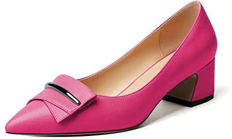 Elashe Femme Escarpins Talon Carré 50mm Petit Talon Chaussure Habillée Mat Rose Rouge EU39