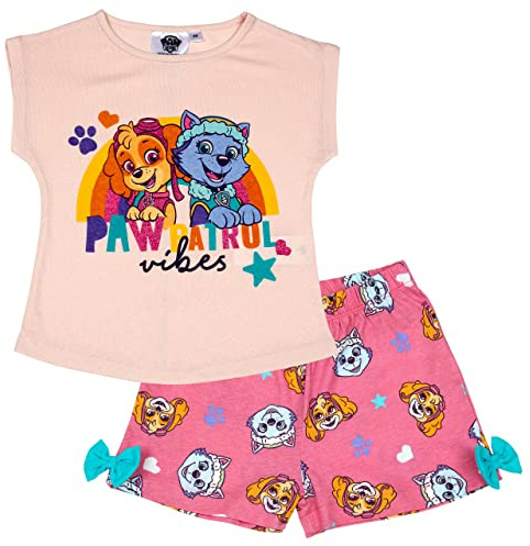 PAW PATROL Mädchen Pyjama kurzer Schlafanzug Skye Everest Schlafbekleidung, 100% Baumwolle, bequem, Kind, Gr. 98-122,