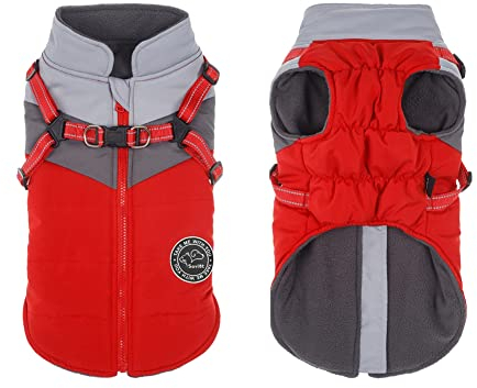 Savlot Wasserdicht Hundemantel Kaltes Wetter Winter Warme Jacke für Kleine Mittlere Große Hunde Hundepullover mit Fleece Gefütterte Reflektierend Welpen Winterweste Hundegeschirr Welpenjacke XL